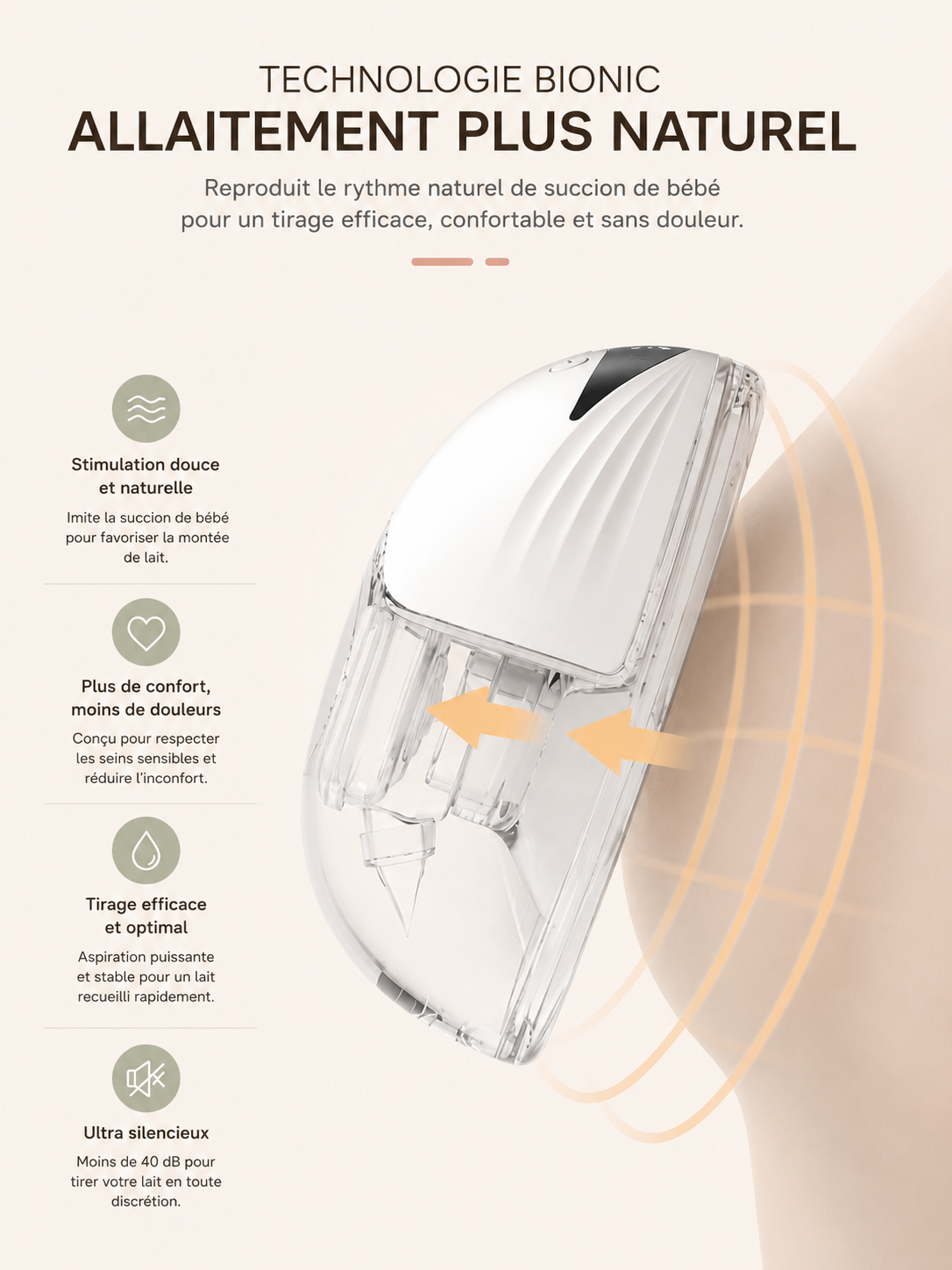 BabyHug Flow™ – Tire-lait portable mains libres