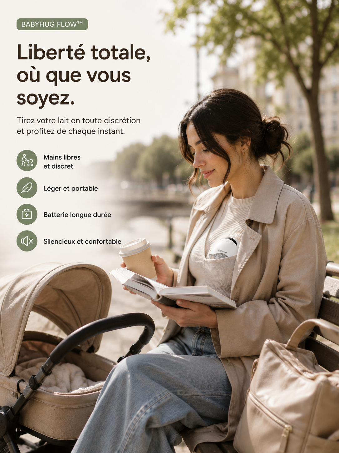 BabyHug Flow™ – Tire-lait portable mains libres