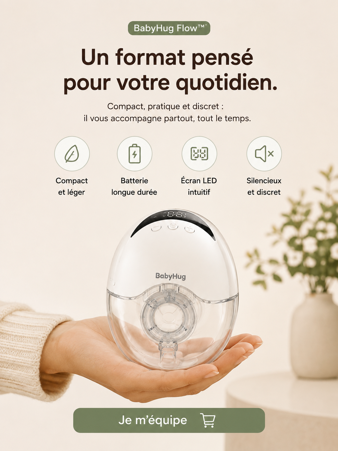 BabyHug Flow™ – Tire-lait portable mains libres